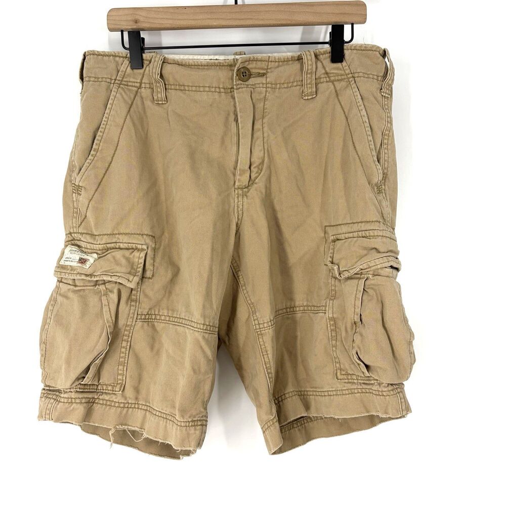 Ralph Lauren Denim Supply Cargo Shorts Size 32 Men Khaki Military Utility Y2K